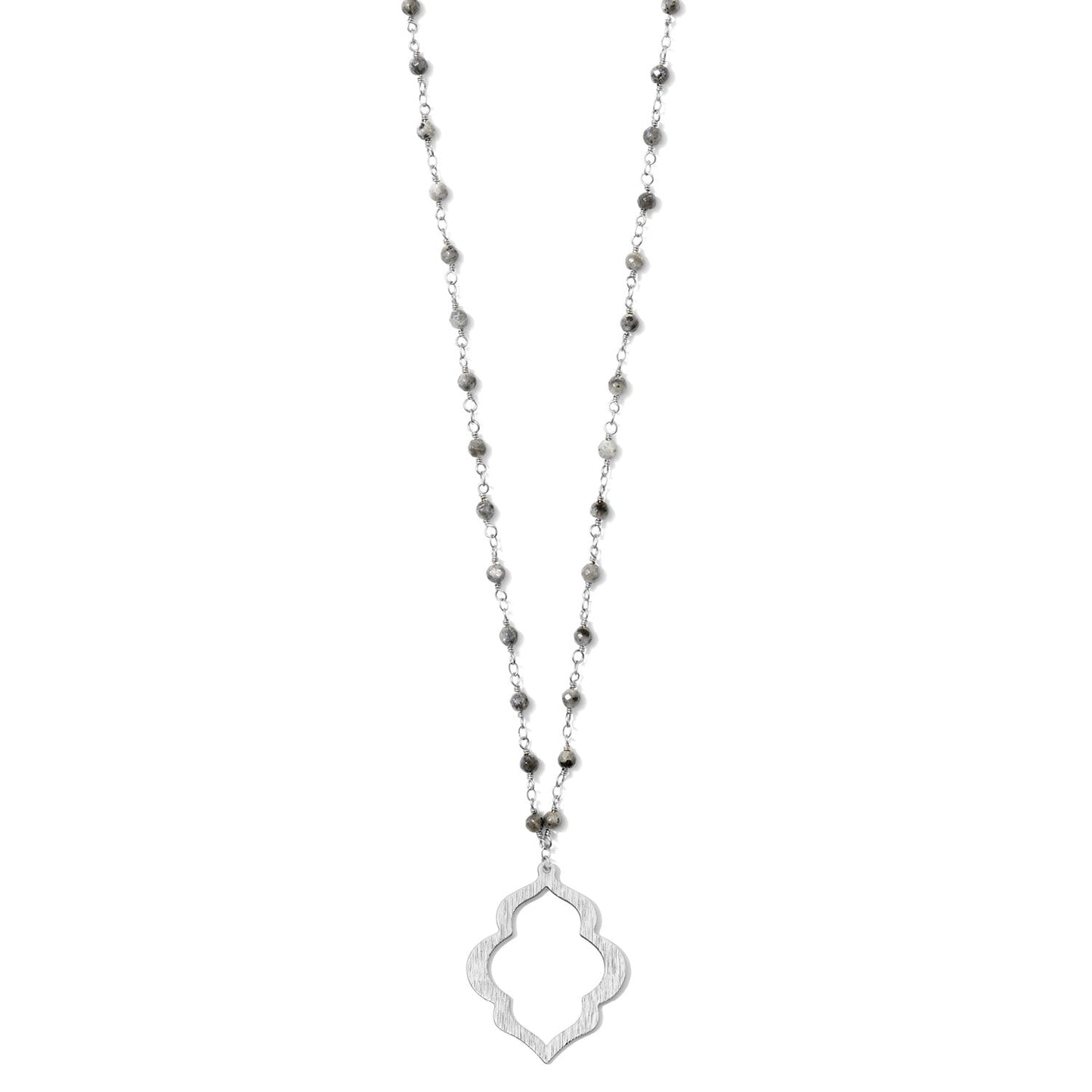 Long stone Medallion Necklace