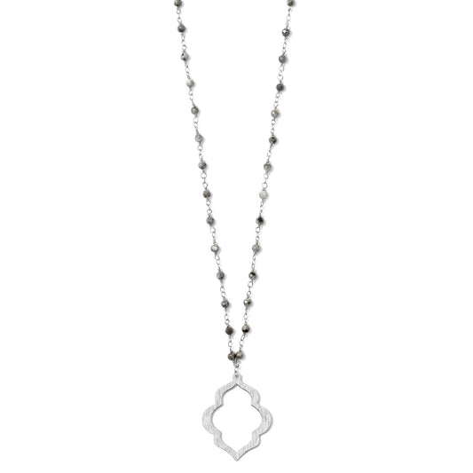 Long stone Medallion Necklace