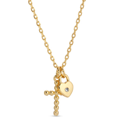 Cross and Heart Pendant Necklace