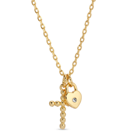 Cross and Heart Pendant Necklace