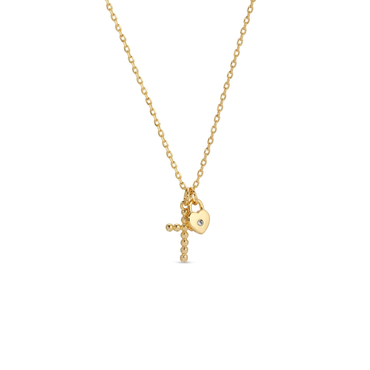 Cross and Heart Pendant Necklace