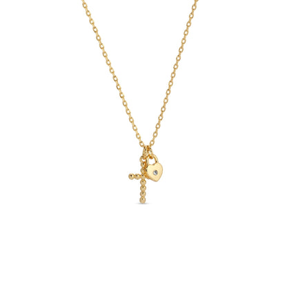 Cross and Heart Pendant Necklace