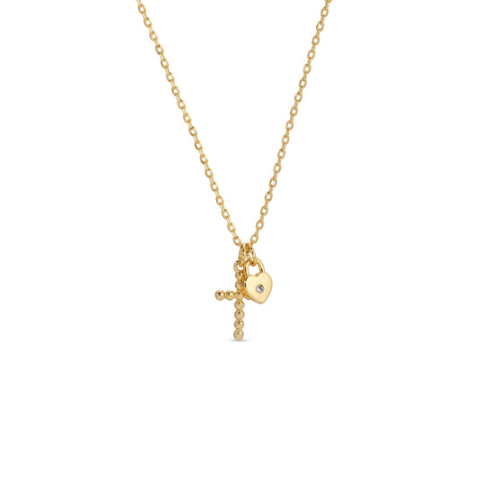 Cross and Heart Pendant Necklace