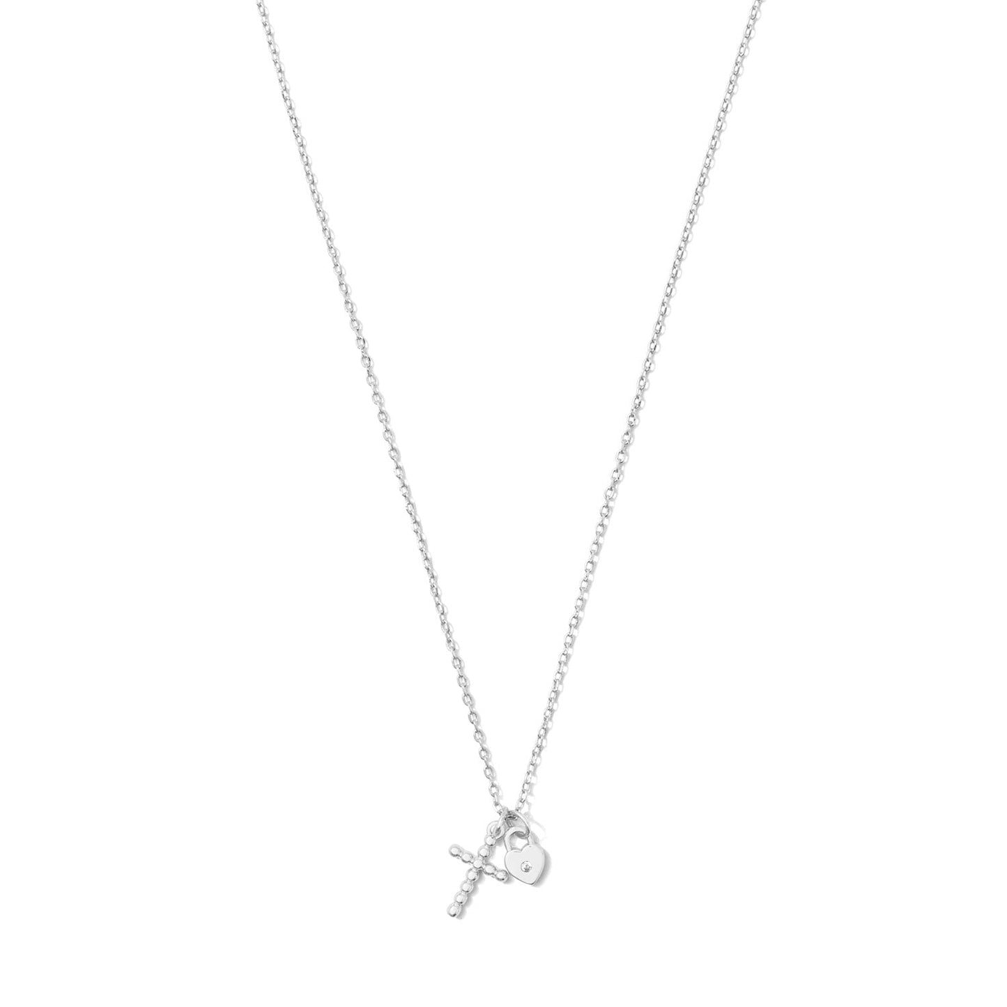 Cross and Heart Pendant Necklace