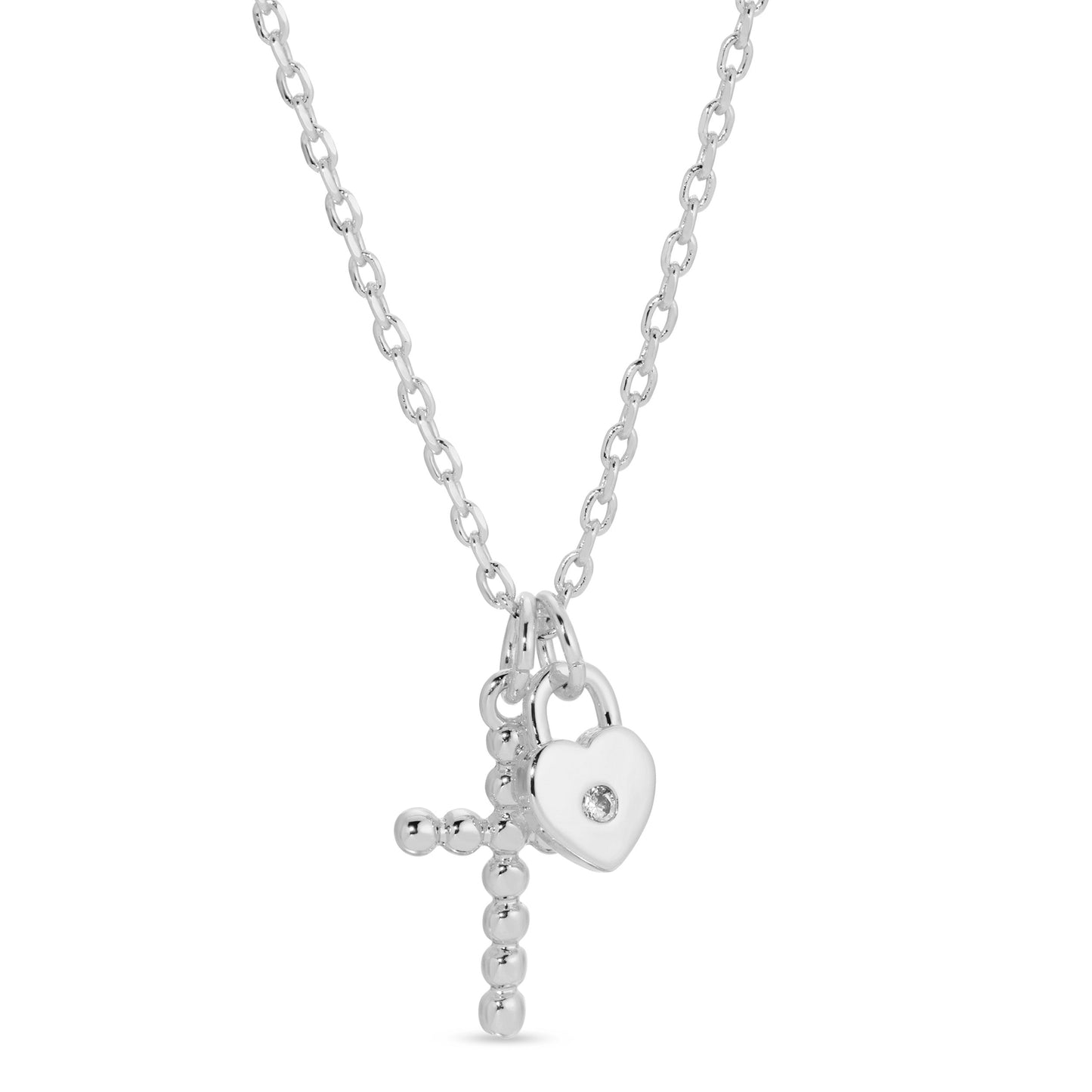 Cross and Heart Pendant Necklace