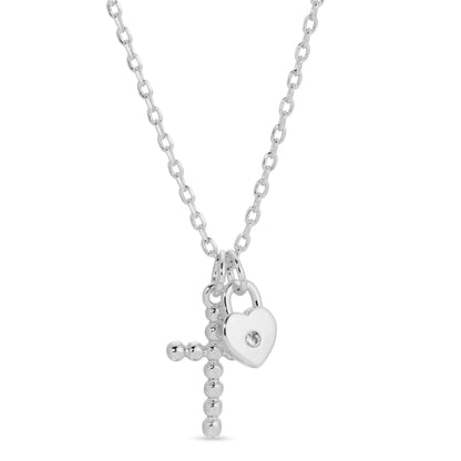 Cross and Heart Pendant Necklace