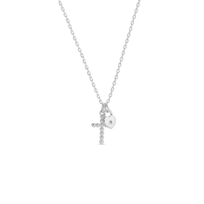 Cross and Heart Pendant Necklace