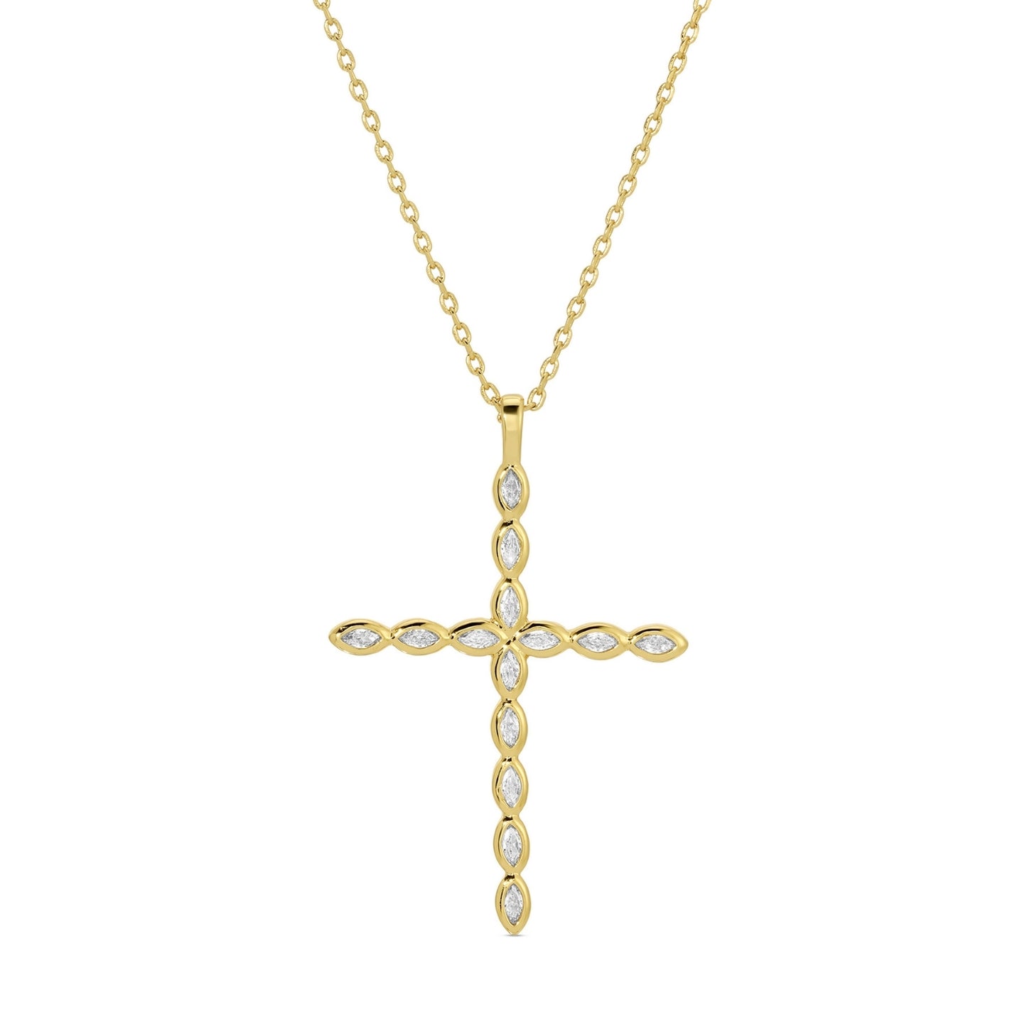 Large CZ Cross Pendant Necklace