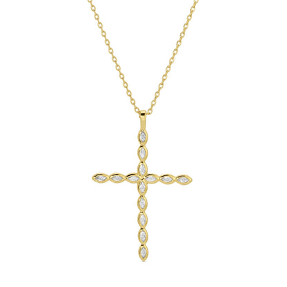 Large CZ Cross Pendant Necklace