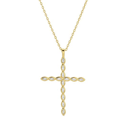 Large CZ Cross Pendant Necklace