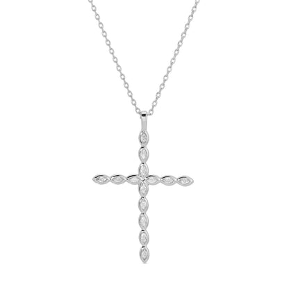 Large CZ Cross Pendant Necklace