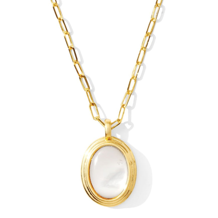 Bold Mother of Pearl Pendant Necklace