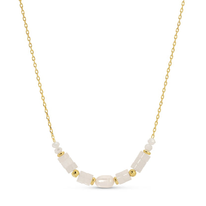 Sweet and Delicate Pearl and Stone Necklace