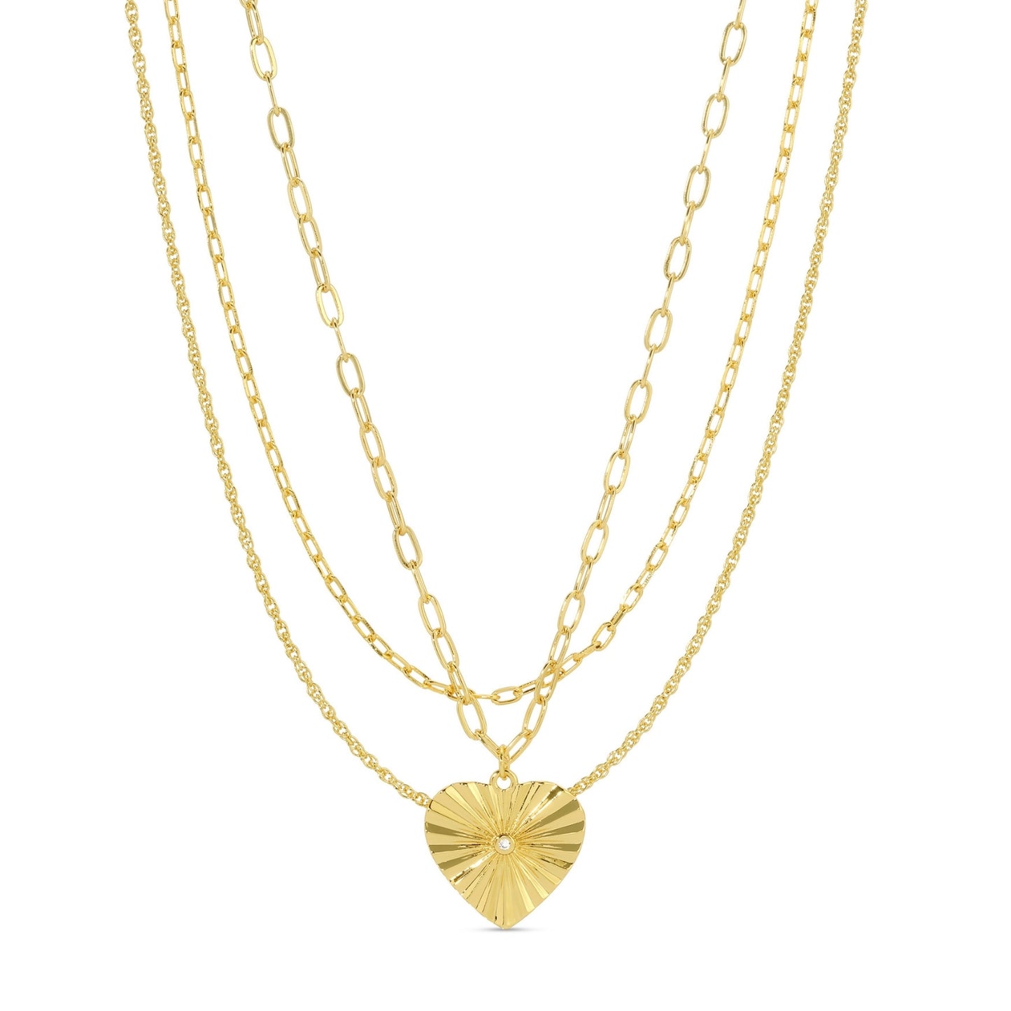 Triple Layer Heart Pendant Necklace