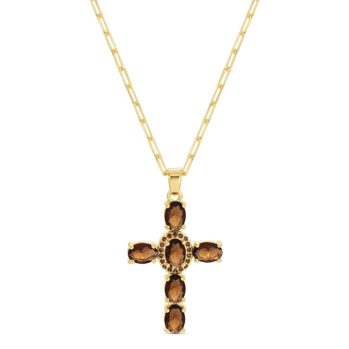 Eye-Catching Cross Pendant with Paperclip Chain