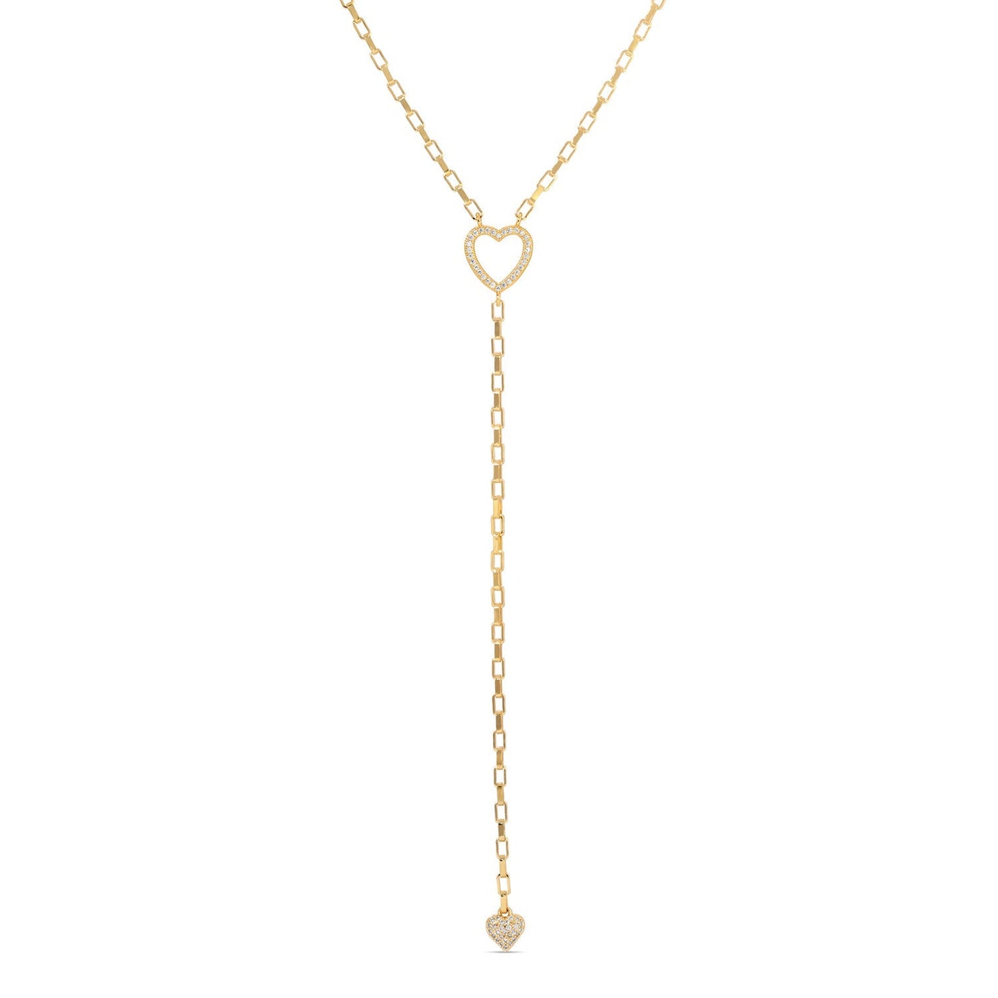 Long Pave Heart Y Necklace