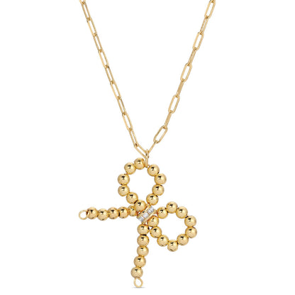 Long Beaded Bow Necklace