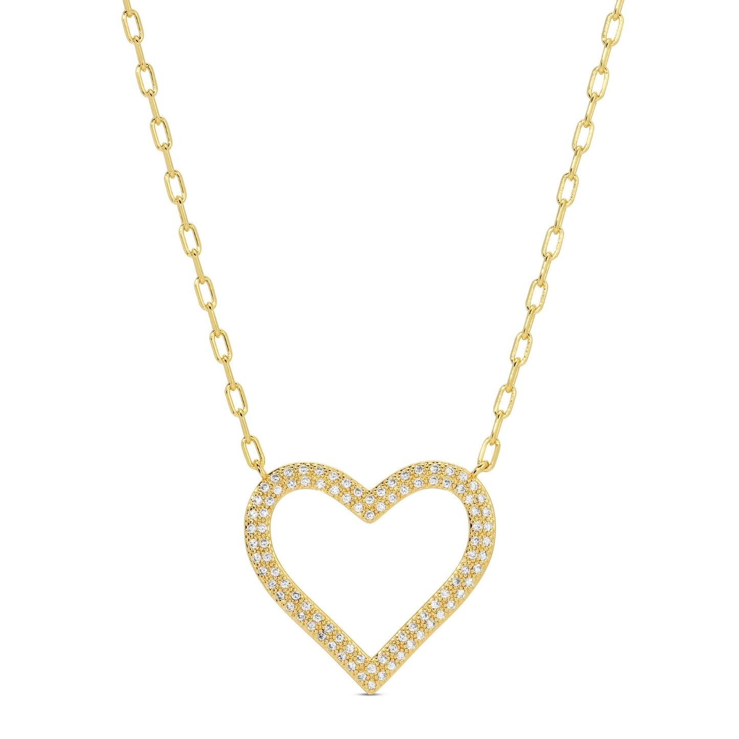 Pave Heart Statement Pendant Necklace