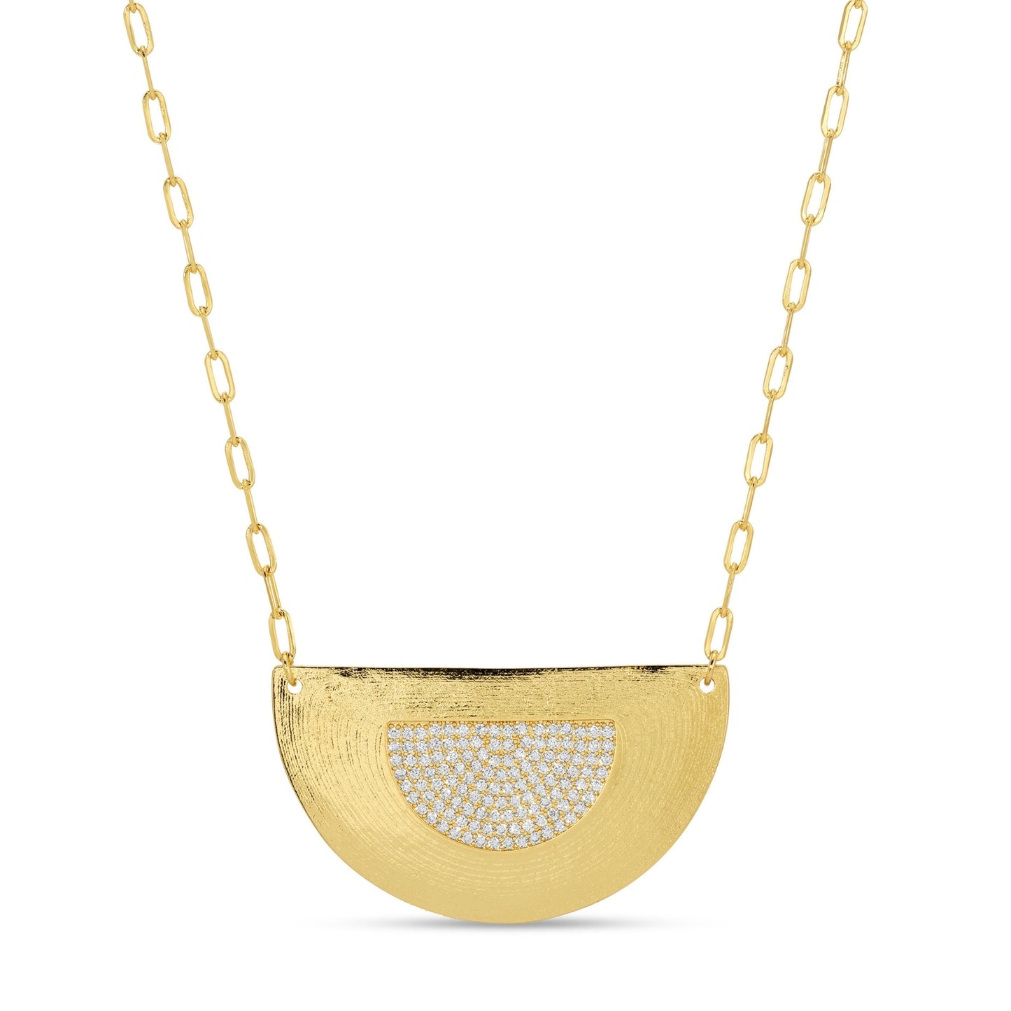 Pave Accented Semi-Circle Statement Necklace