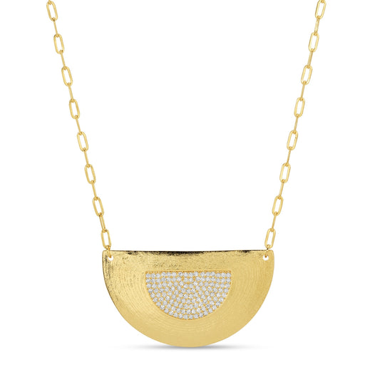 Pave Accented Semi-Circle Statement Necklace
