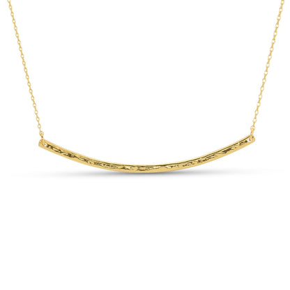 Lightly Textured Large Curved Bar Necklace