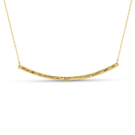 Lightly Textured Large Curved Bar Necklace