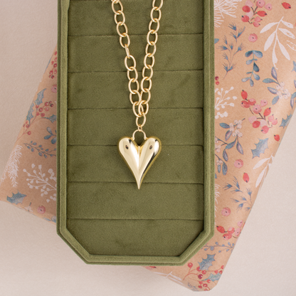 Elongated Bubble Heart Statement Necklace