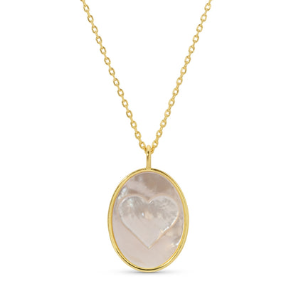Heart Etched Shell Pendant Necklace