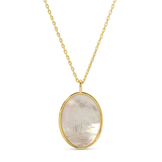 Surf's Up! Etched Shell Pendant Necklace