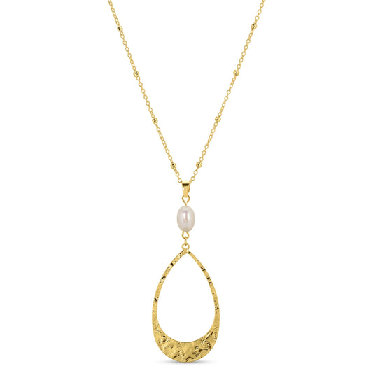 Long Pearl Accented Pendant Necklace