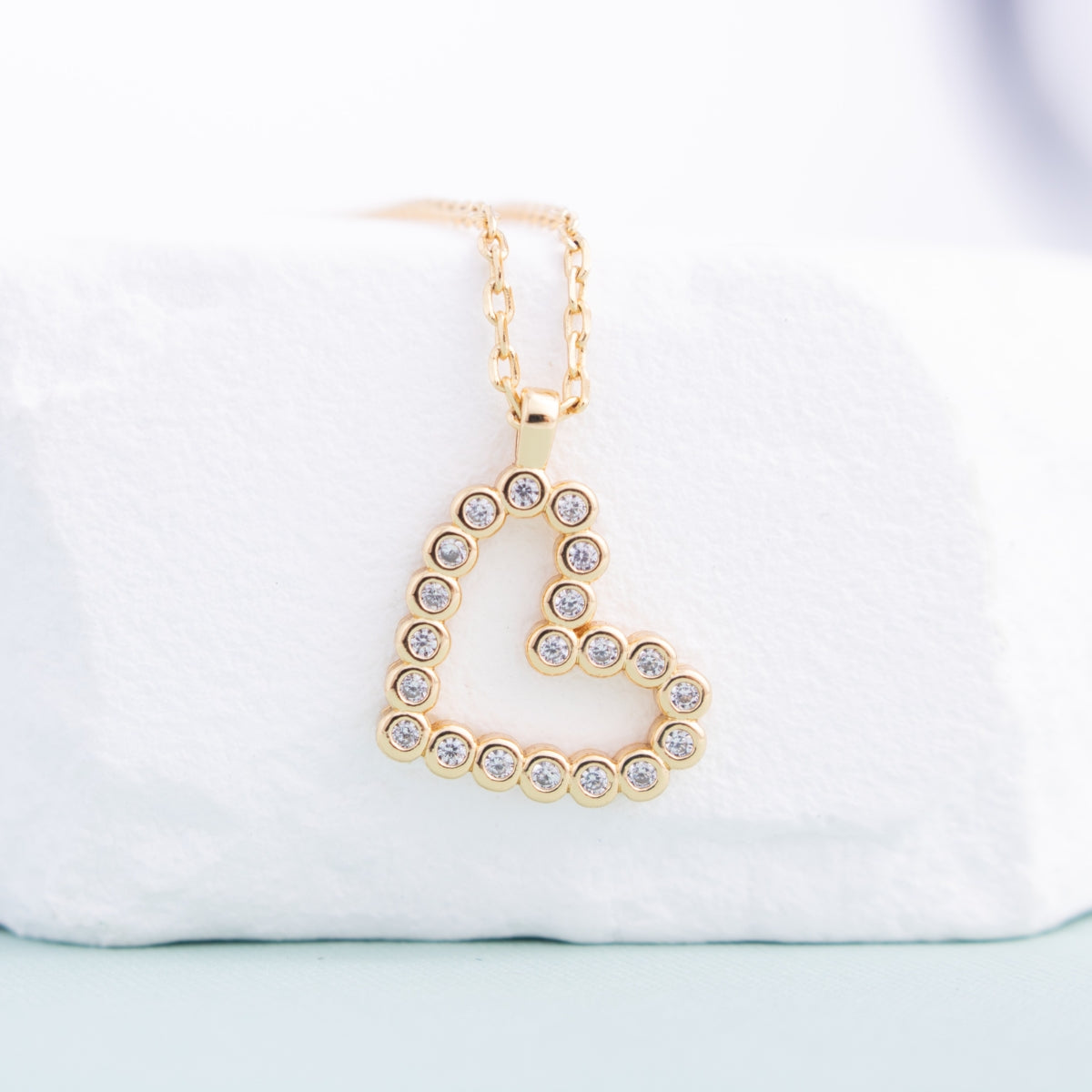 Delicate CZ Heart Pendant