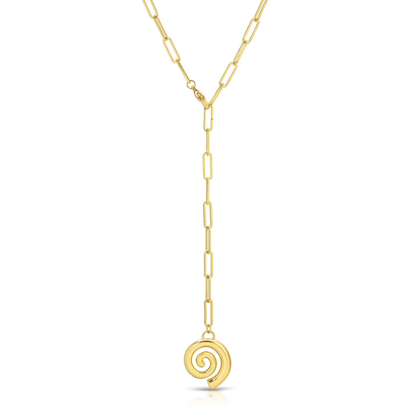 Adjustable Lariat Swirl Pendant Necklace