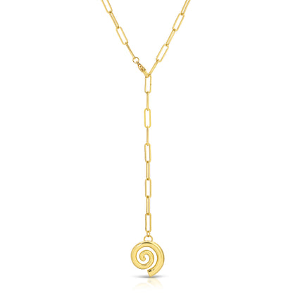 Adjustable Lariat Swirl Pendant Necklace