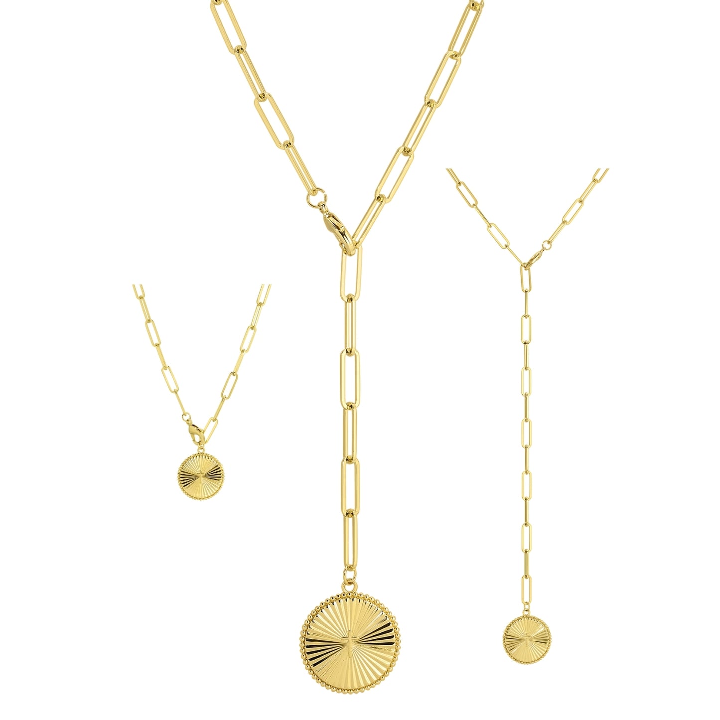 Adjustable Lariat Cross Accented Pendant Necklace