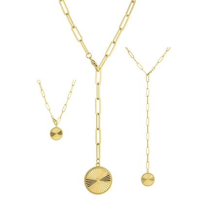 Adjustable Lariat Cross Accented Pendant Necklace