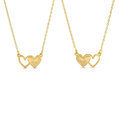 BFF Necklaces - Pair of Side by Side Hearts