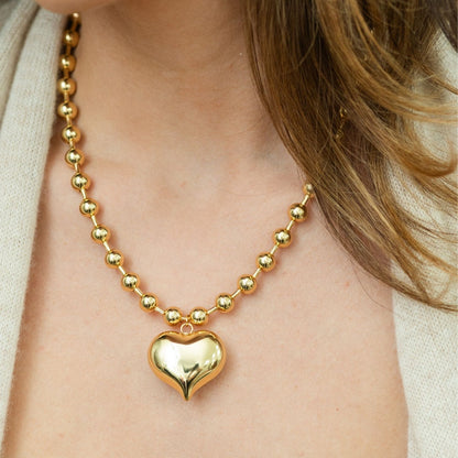 Large Bubble Heart on Statement Ball Chain