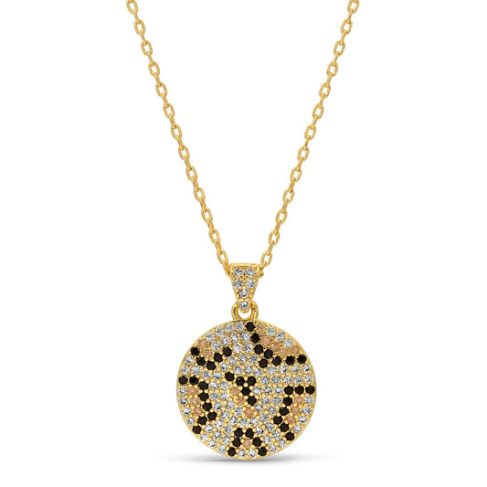 Faux Diamond Round Pendant