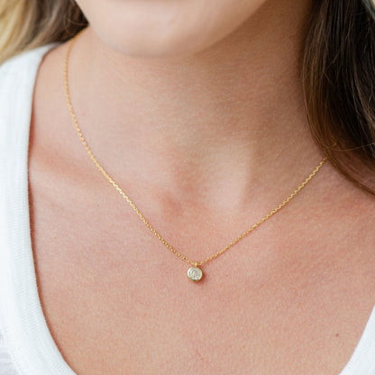 Dainty Round Framed Cubic Zirconia Pendant Necklace