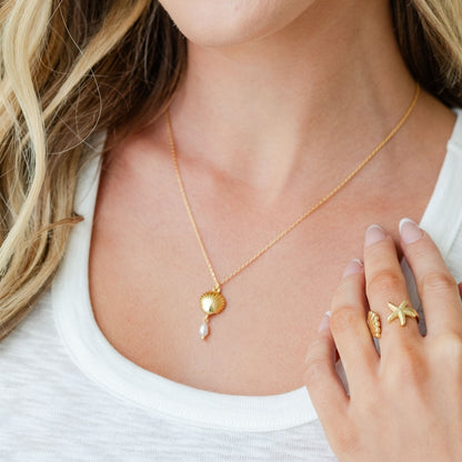 Coastal Charm Seashell & Pearl Necklace