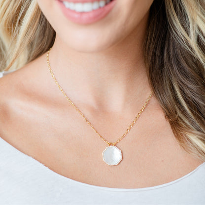 Luxe Geometric Shell Pavé Necklace