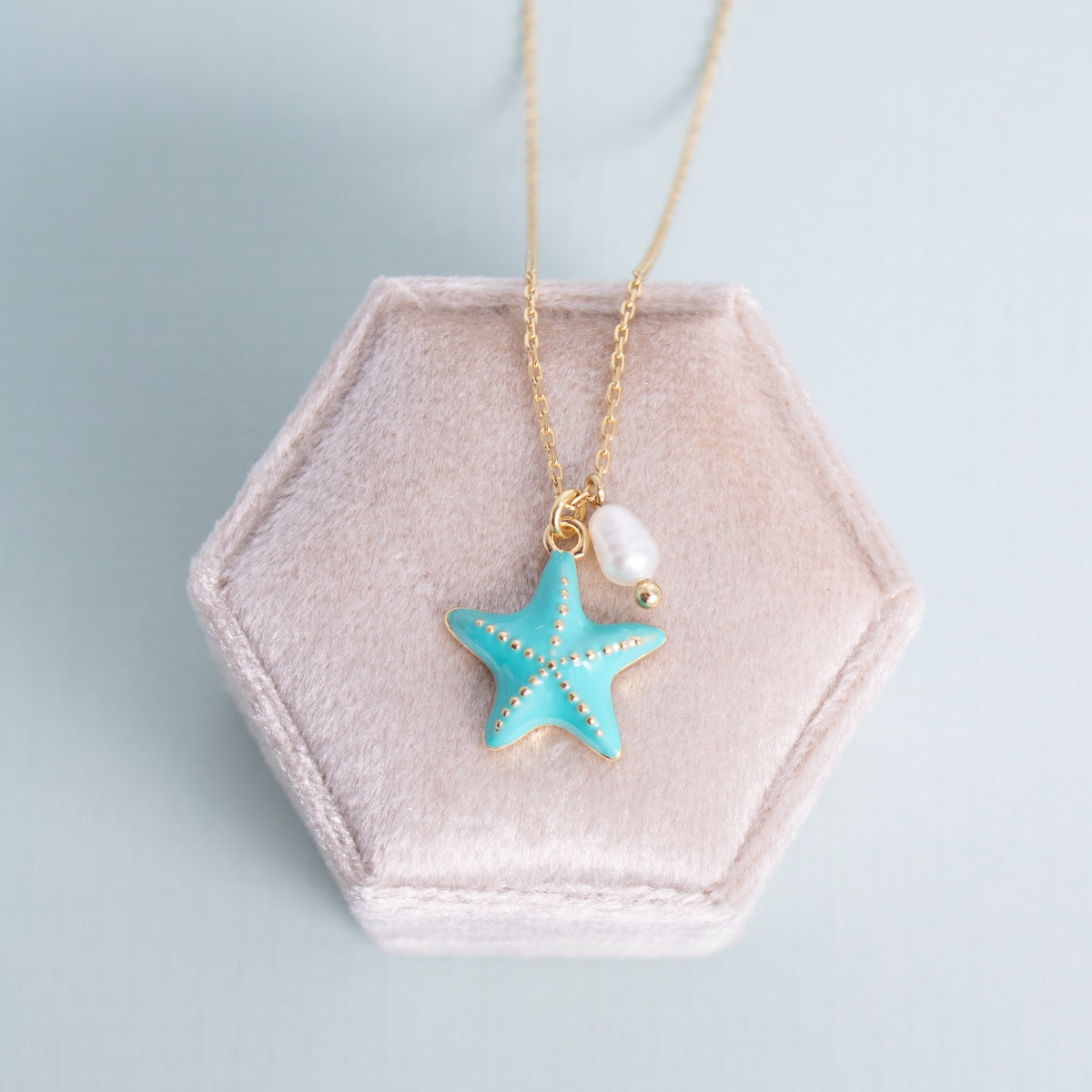 Starfish Pendant Necklace with Freshwater Pearl