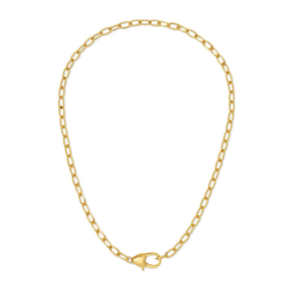 Oval Link Chain Necklace with Heart Clasp