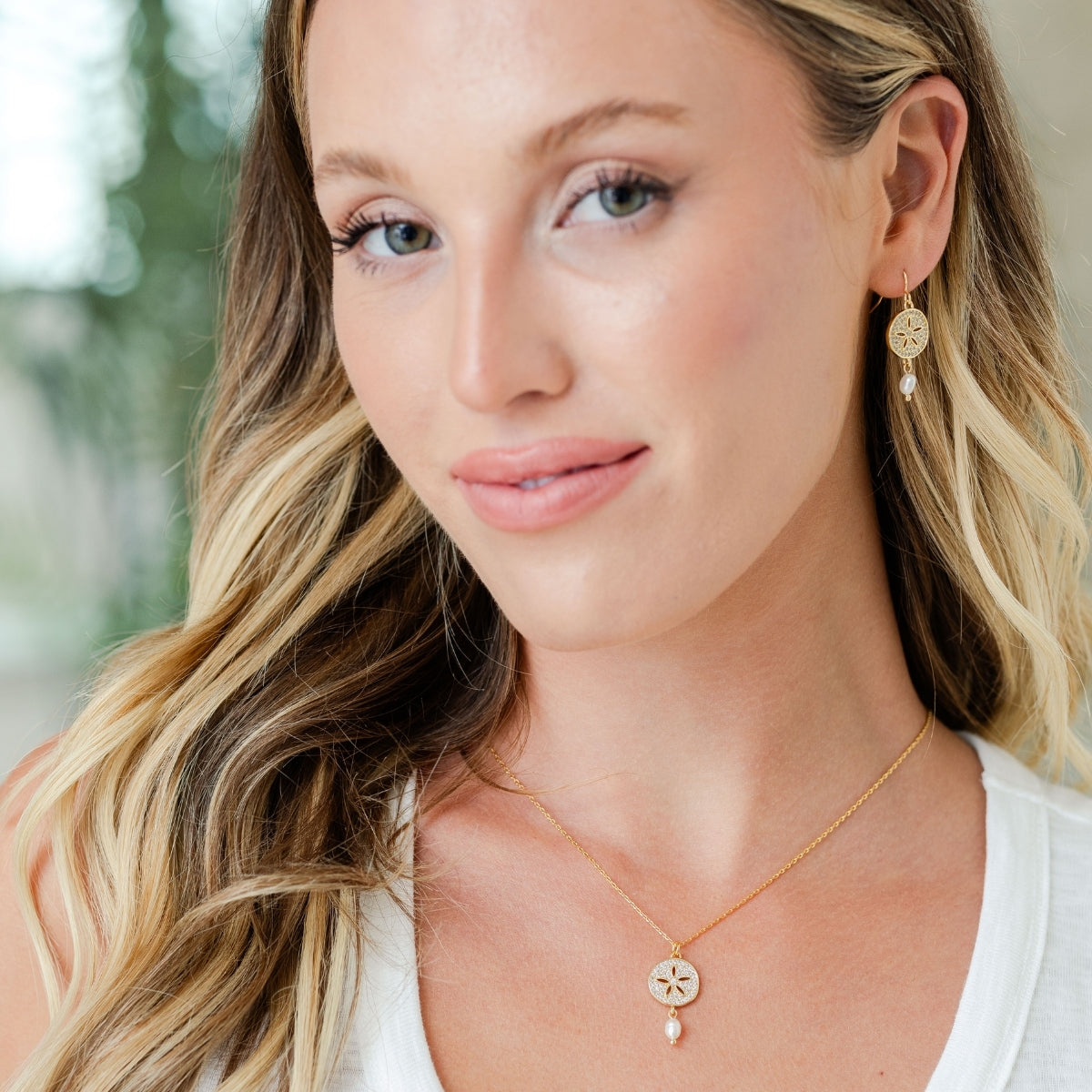 Sparkling Sand Dollar Pearl Necklace