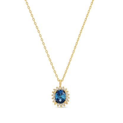 Timeless Oval Cubic Zirconia Halo Necklace