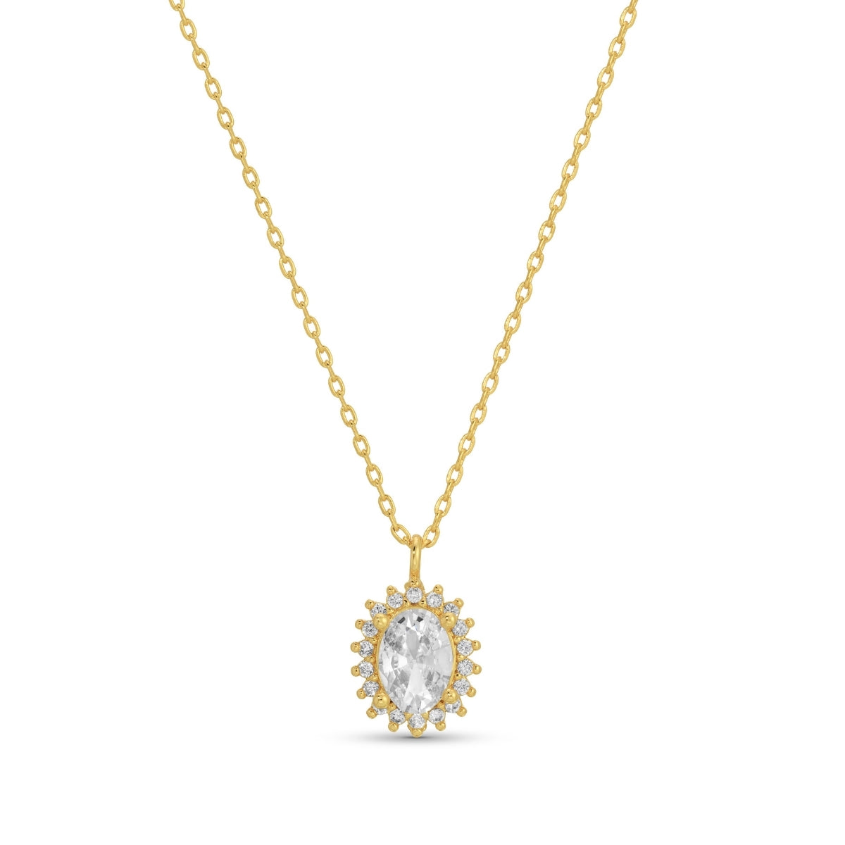 Timeless Oval Cubic Zirconia Halo Necklace