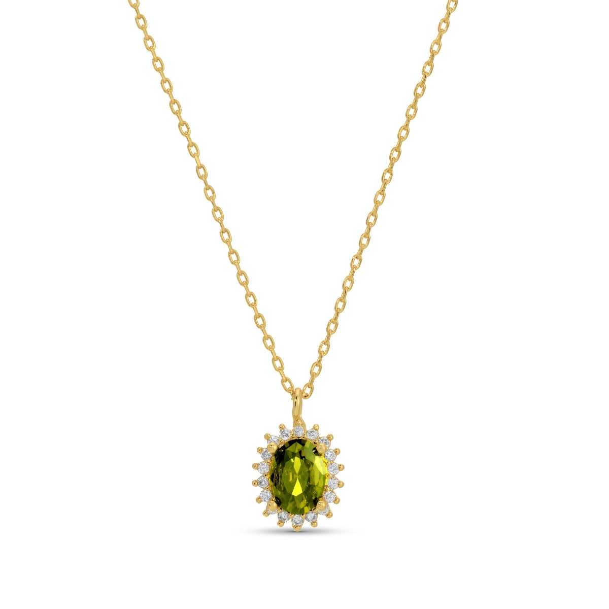 Timeless Oval Cubic Zirconia Halo Necklace