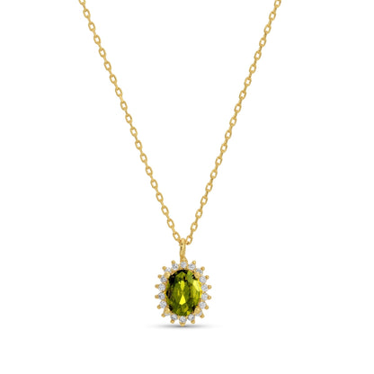 Timeless Oval Cubic Zirconia Halo Necklace