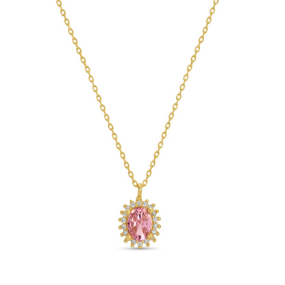Timeless Oval Cubic Zirconia Halo Necklace