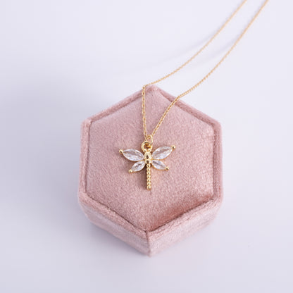 CZ Dragonfly Pendant Necklace